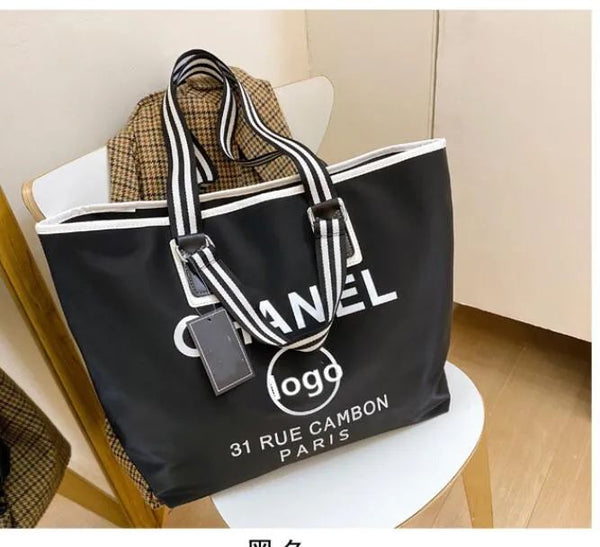 Chanel shopping bag in black and white