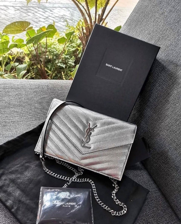 SAINT LAURENT metallic silver