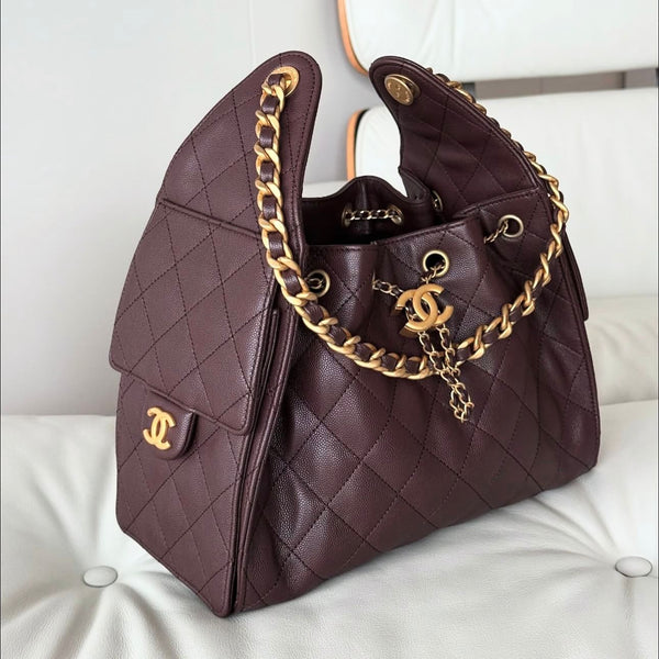 Chanel 25m handbag Burgundy caviar