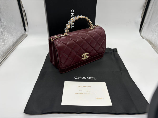Chanel Quilted Leather Handbag - Classic burgundy