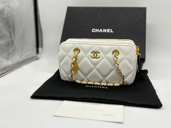 Chanel mini  Leather Handbag with Gold Chain