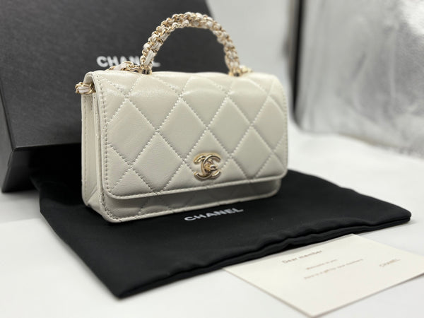 Chanel mini Leather Handbag with Gold Chain
