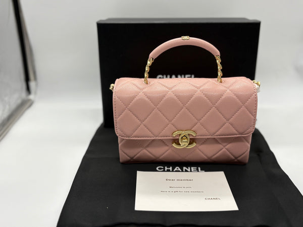 Chanel logo pink Leather Handbag