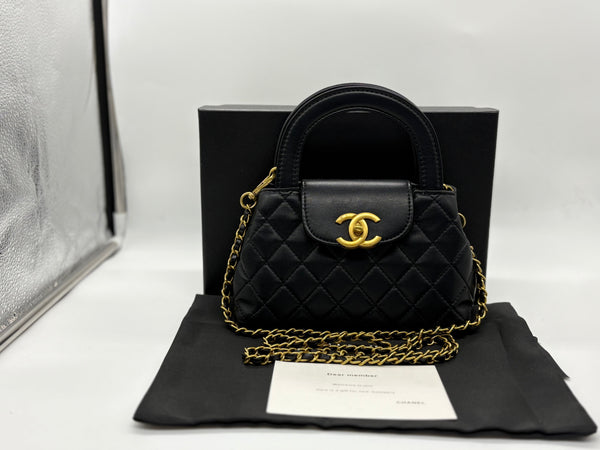 Chanel mini kelly black Leather Handbag