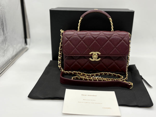 Chanel logo burgundy Leather Handbag