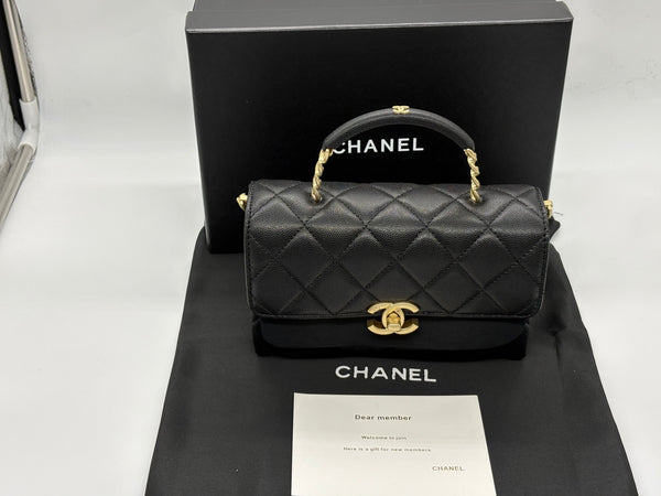 Chanel logo Black Leather Handbag